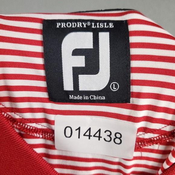 FJ FootJoy Barrington Hills Red White Stripe Prodry Lisle Mens Polo Shirt Large - Picture 7 of 7